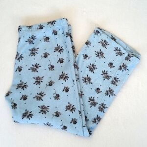 Hotel Spa Collection Fleece Blue Floral Print Loungewear Pajama Pants XL